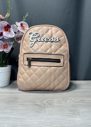 Рюкзак стильний стьобаний жіночий персиковий guess рюкзак гес унісекс люкс якість