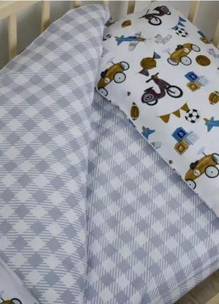 Натуральна бавовняна постіль малютка в дитяче ліжечко тепік теп ретро тачки автомобілі2 фото
