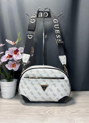 Сумка белая женская guess сумка маленькая  гесс сумочка клатч кросс-боди