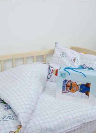 Натуральна бавовняна постіль малютка в дитяче ліжечко тепік теп цуценята рятівники...3 фото