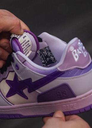 Демисезон женские кроссовки bape sk8 sta purple (натур.кожа)9 фото