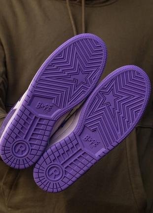 Демисезон женские кроссовки bape sk8 sta purple (натур.кожа)6 фото