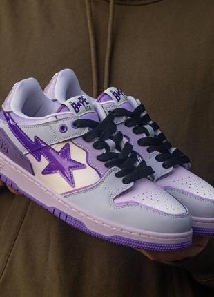 Демисезон женские кроссовки bape sk8 sta purple (натур.кожа)2 фото