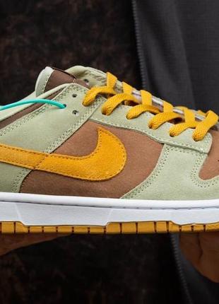 Демисезон мужские кроссовки nike sb dunk brown\haki натур.замша2 фото