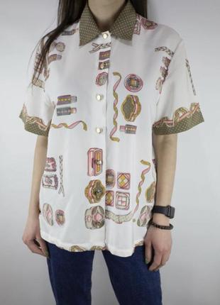 Сорочка л хл у вінтажному стилі з гарним принтом блузка винтажный стиль1 фото