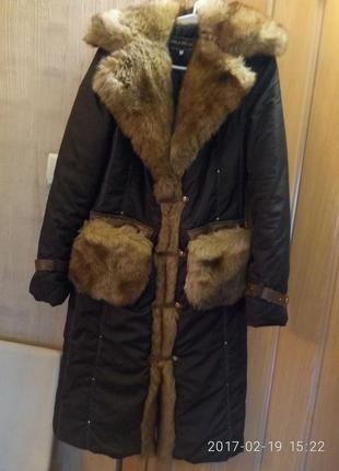 Пальто зимове актуальне з хутряними кишенями2 фото