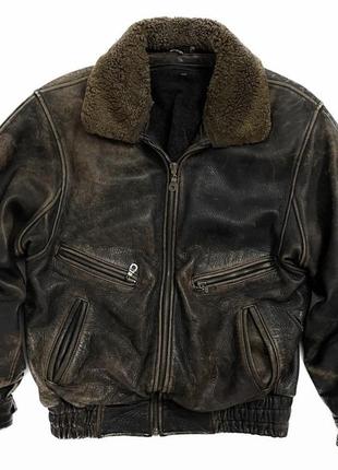 Шкіряна тепла куртка авіатор, пілот, дублянка. aviator pilot jacket1 фото