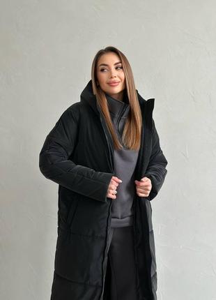 Длинная куртка пуховик +спортивный костюм на флисе комплект зима-распродажа4 фото