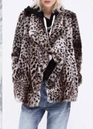 Zara леопардовый полушубок