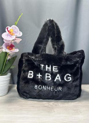 Сумка с мехом зимняя женская черная the b+bag сумочка клатч кросс-боди