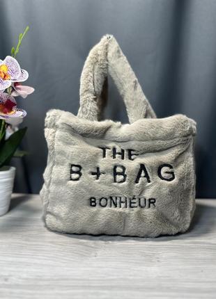 Сумка с мехом зимняя женская бежевая the b+bag сумочка клатч кросс-боди