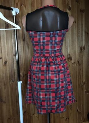 Платье в красную шотландскую клеточку quiz вставки сеточка3 фото