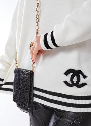 В'язаний светр з лого 8054 молочний 3