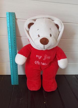 М'який ведмедик сплюшка - іграшка для сну для дитини з написом про перше різдво
