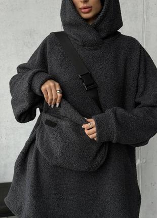 Теплое платье-худи oversize 🧸 + сумка