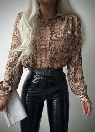 Рубашка в змеиный принт энимал принт