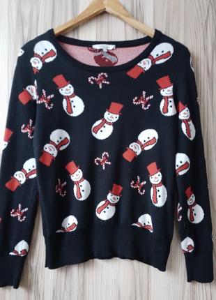 Теплий джемпер і сніговиками,новорічний светр