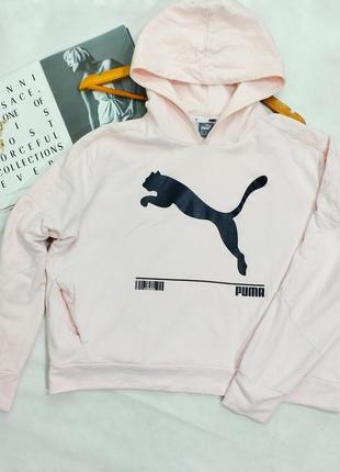 Свитшот худи с капюшоном кофта нежно розовый карманы котон puma4 фото