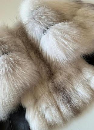 Куртка з хутра арктичної лисиці та натуральної шкіри rizhikova 46 сірий ro-27035