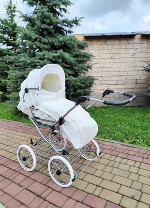 Детская комбинированная коляска eichhorn stroller classic белая регулируемая ручка (419rfs-k080-eva-0)