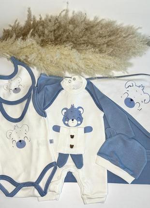 Набор для новорожденных малышей бело-голубой, 7в15 фото