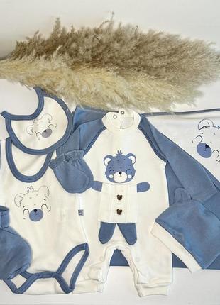 Набор для новорожденных малышей бело-голубой, 7в13 фото