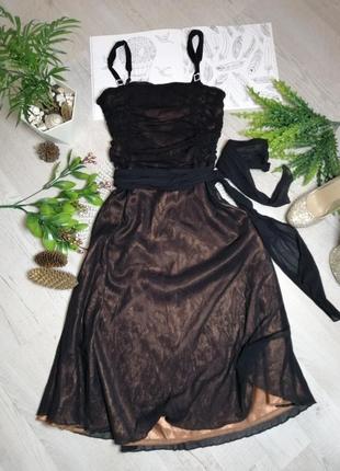 Платье вечернее нарядное черное коричневое с бретелями фирменное marks&spencer сток2 фото
