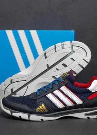 Мужские летние кроссовки сетка adidas (адидас) tech flex blue, туфли текстильные, кеды синие, мужская обувь9 фото