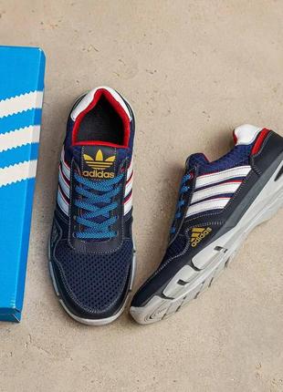 Чоловічі літні кросівки adidas (адідас) tech flex blue, туфлі текстильні, кеди сині, чоловіче взуття10 фото