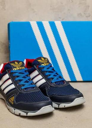 Мужские летние кроссовки сетка adidas (адидас) tech flex blue, туфли текстильные, кеды синие, мужская обувь7 фото