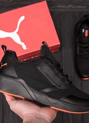 Мужские кроссовки сетка puma пума black, мужские туфли текстильные повседневные, кеды черные, мужская обувь6 фото