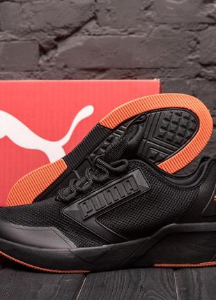 Мужские кроссовки сетка puma пума black, мужские туфли текстильные повседневные, кеды черные, мужская обувь7 фото