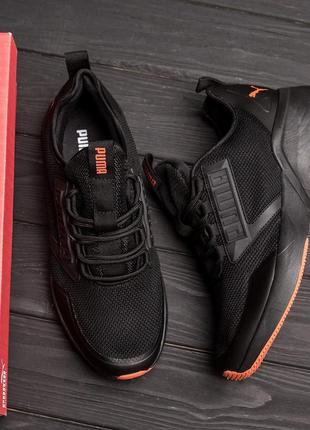 Мужские кроссовки сетка puma пума black, мужские туфли текстильные повседневные, кеды черные, мужская обувь8 фото