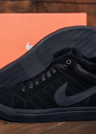 Чоловічі шкіряні зимові черевики nike black, чоботи, кросівки зимові чорні, спортивні черевики, чорні9 фото