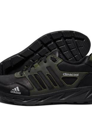 Мужские кожаные кроссовки adidas (адидас) climacool, кеды кожаные повседневные черные. мужская обувь3 фото