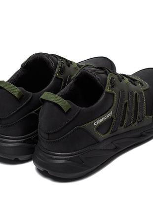 Мужские кожаные кроссовки adidas (адидас) climacool, кеды кожаные повседневные черные. мужская обувь4 фото