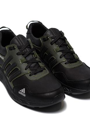 Мужские кожаные кроссовки adidas (адидас) climacool, кеды кожаные повседневные черные. мужская обувь2 фото