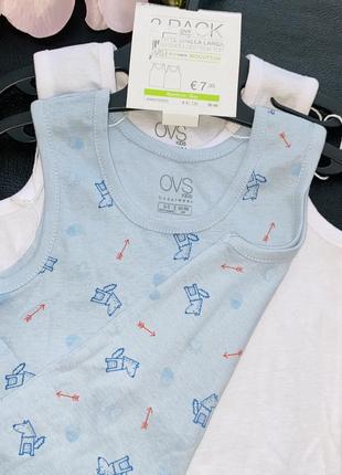 Комплект майок бренд: ovs розмір:  92/98 блакитного з принтом +білого кольорів3 фото