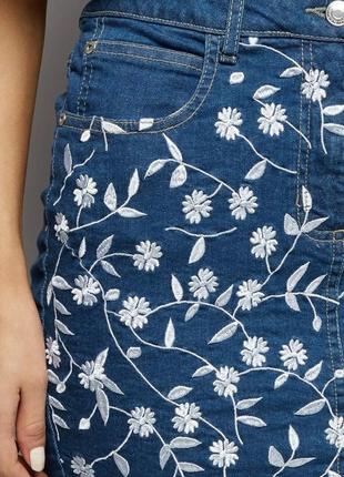 Парижская синяя джинсовая юбка с цветочным принтом parisan by new look2 фото