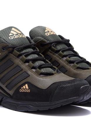 Мужские кожаные кроссовки adidas (адидас) terrex  green, спортивные мужские туфли зеленые, кеды повседневные2 фото