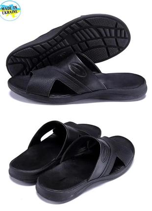 Мужские кожаные  летние шлепанцы-сланцы e-series black. летние мужские шлепки. мужская обувь