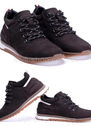 Мужские зимние кожаные ботинки zg chocolate crossfit. сапоги, кроссовки мужские зимние коричневые1 фото