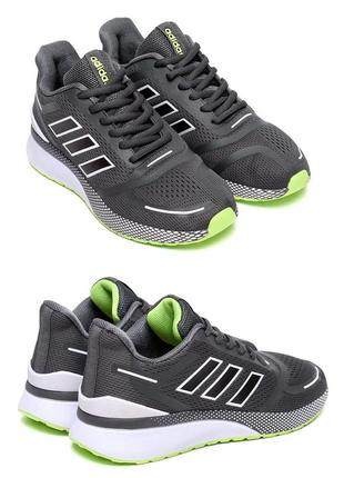 Чоловічі кросівки сітка adidas (адідас), чоловічі туфлі текстильні, кеди сірі, чоловіче взуття1 фото