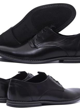 Чоловічі шкіряні туфлі класичний чорні ванкрісті, чоловічі демісезонні повсякденні. чоловіче взуття