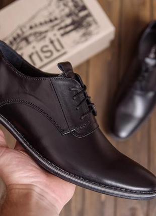 Мужские кожаные туфли классика черные vankristi, мужские демисезонные повседневные. мужская обувь10 фото