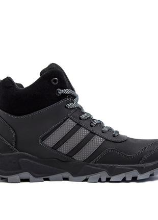 Мужские зимние кожаные ботинки adidas terrex black, сапоги, кроссовки зимние черные, спортивные ботинки3 фото