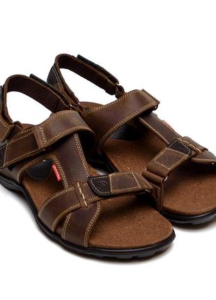 Мужские летние кожаные сандалии antec brown, кожаные сандали босоножки, шлёпанцы коричневые, мужская обувь3 фото