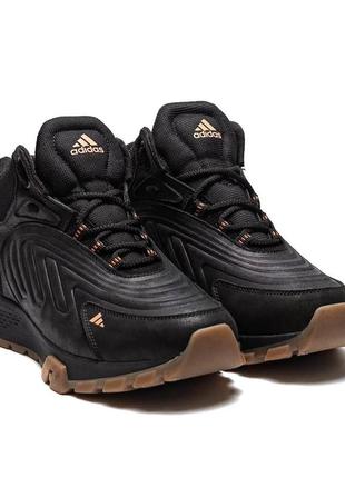 Мужские зимние кожаные ботинки adidas originals ozelia black, кроссовки адидас черные, спортивные ботинки2 фото