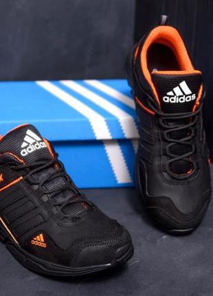 Чоловічі шкіряні кросівки adidas (адідас) terrex orange, чоловічі спортивні туфлі оранжеві, кеди10 фото