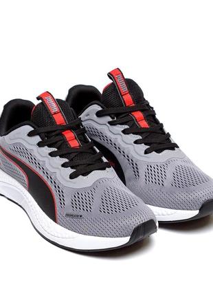 Мужские кроссовки сетка puma (пума) grey, мужские туфли текстильные повседневные, кеды серые, мужская обувь3 фото